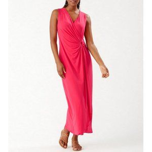 TOMMY BAHAMA MAGENTA SLEEVELESS CLARA FAUX WRAP MAXI DRESS